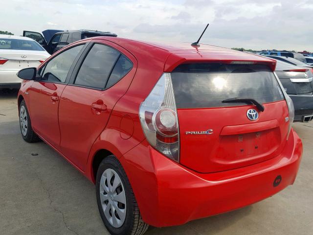 JTDKDTB3XC1519917 - 2012 TOYOTA PRIUS C RED photo 3