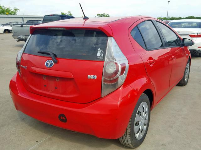 JTDKDTB3XC1519917 - 2012 TOYOTA PRIUS C RED photo 4