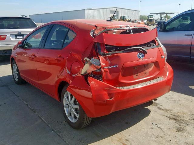 JTDKDTB3XC1018185 - 2012 TOYOTA PRIUS C RED photo 3