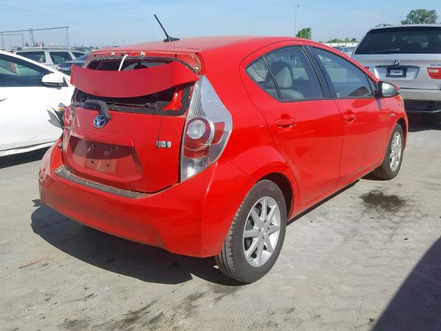 JTDKDTB3XC1018185 - 2012 TOYOTA PRIUS C RED photo 4