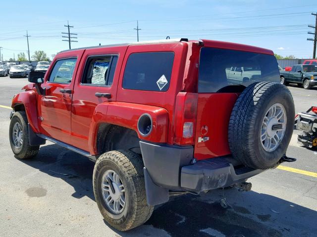 5GTDN136068100899 - 2006 HUMMER H3 RED photo 3