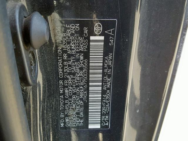 JTKDE167750035566 - 2005 TOYOTA SCION TC BLACK photo 10