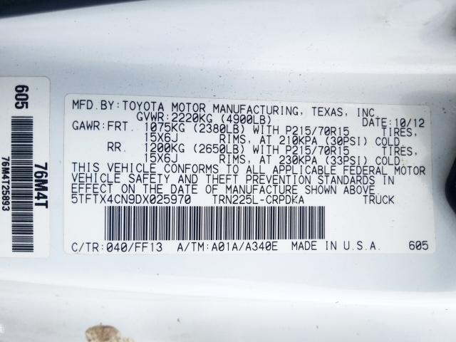 5TFTX4CN9DX025970 - 2013 TOYOTA TACOMA ACCESS CAB  ფოტო 10
