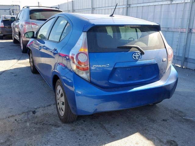 JTDKDTB39E1568383 - 2014 TOYOTA PRIUS C BLUE photo 3