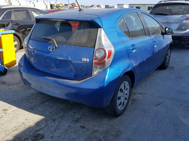 JTDKDTB39E1568383 - 2014 TOYOTA PRIUS C BLUE photo 4