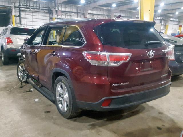 5TDDKRFH8FS210400 - 2015 TOYOTA HIGHLANDER BURGUNDY photo 3