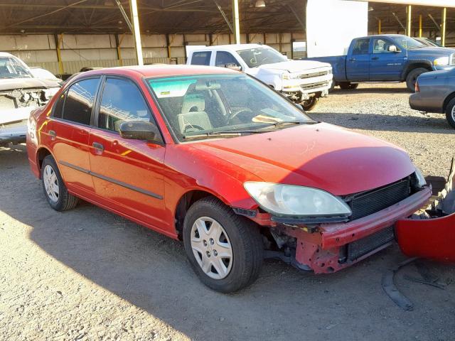 1HGES163X5L005432 - 2005 HONDA CIVIC DX V RED photo 1