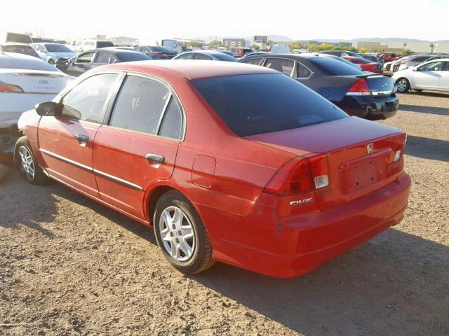 1HGES163X5L005432 - 2005 HONDA CIVIC DX V RED photo 3