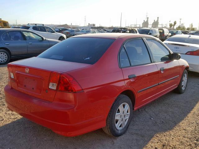 1HGES163X5L005432 - 2005 HONDA CIVIC DX V RED photo 4