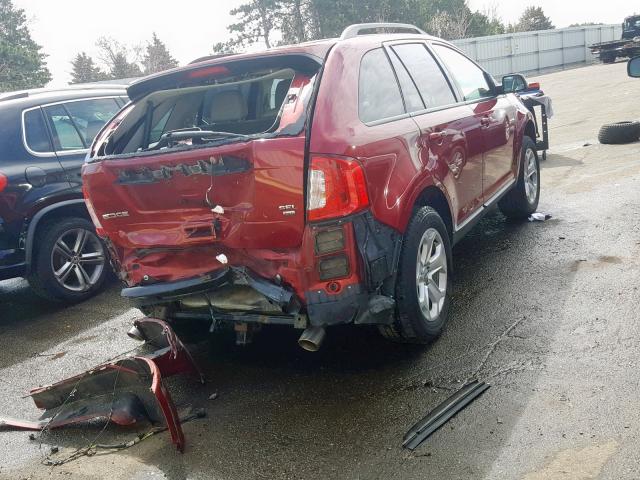 2FMDK4JC4DBC89184 - 2013 FORD EDGE SEL RED photo 4