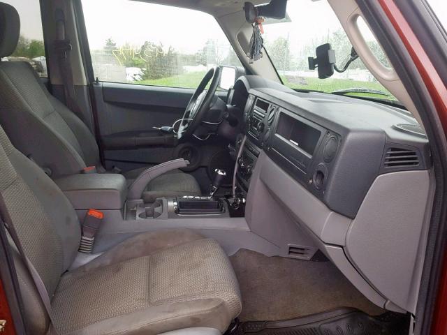 1J8HG48K67C546315 - 2007 JEEP COMMANDER RED photo 5