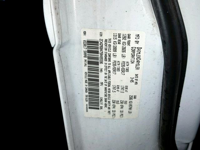 2C4GM68475R495596 - 2005 CHRYSLER PACIFICA T WHITE photo 10