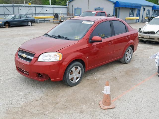 KL1TD56E49B318150 - 2009 CHEVROLET AVEO LS RED photo 2