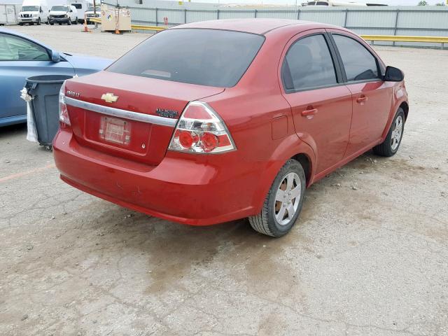 KL1TD56E49B318150 - 2009 CHEVROLET AVEO LS RED photo 4