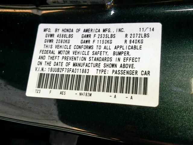 19UUB2F75FA011883 - 2015 ACURA TLX ADVANC Boz foto 10