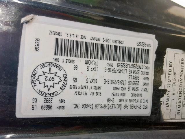 1B7KF23671J232559 - 2001 DODGE RAM 2500 BLACK photo 10