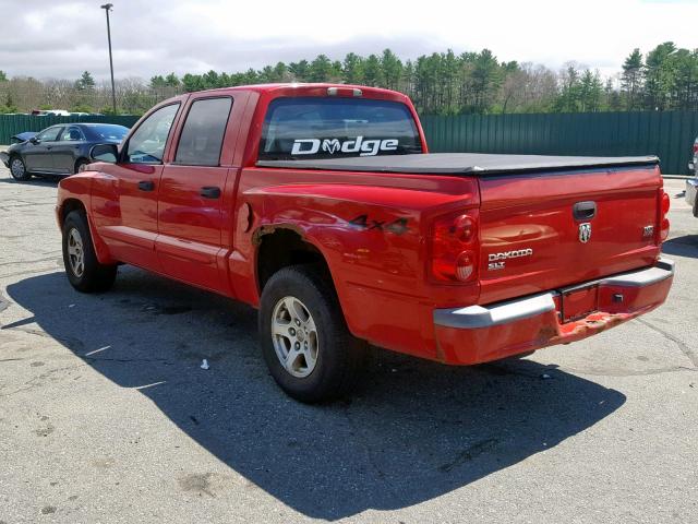 1D7HW48N95S195901 - 2005 DODGE DAKOTA QUA RED photo 3