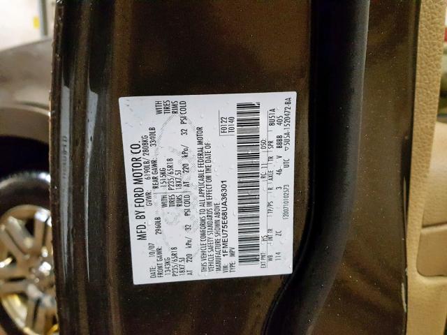 1FMEU75E68UA36301 - 2008 FORD EXPLORER L GREEN photo 10