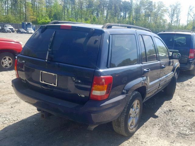 1J4GW58N94C206779 - 2004 JEEP GRAND CHER BLUE photo 4