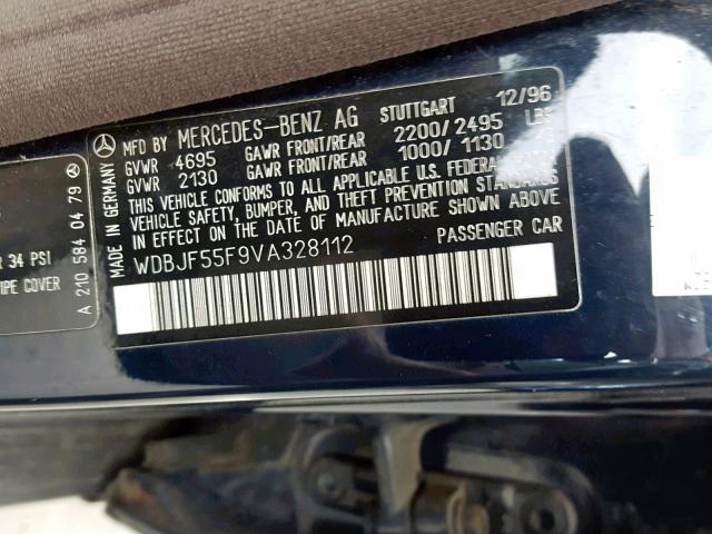 WDBJF55F9VA328112 - 1997 MERCEDES-BENZ E 320 BLUE photo 10