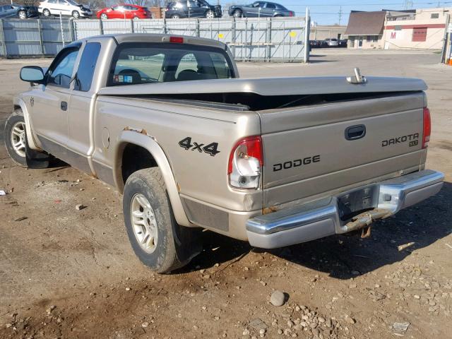 1D7HG42N03S174809 - 2003 DODGE DAKOTA SLT BEIGE photo 3