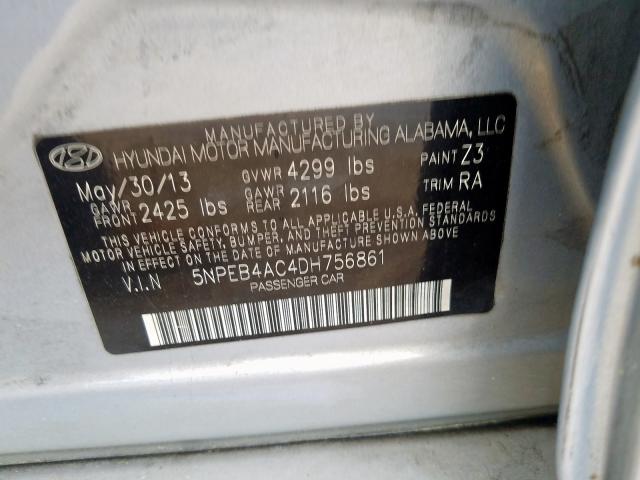 5NPEB4AC4DH756861 - 2013 HYUNDAI SONATA GLS  photo 10