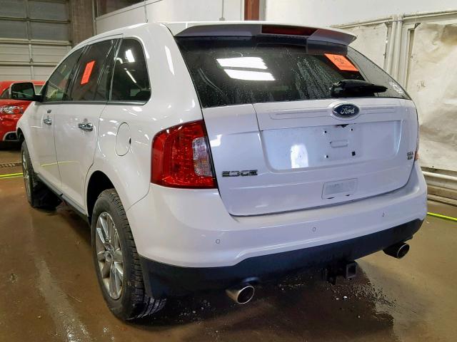 2FMDK4JC9BBA26637 - 2011 FORD EDGE SEL WHITE photo 3