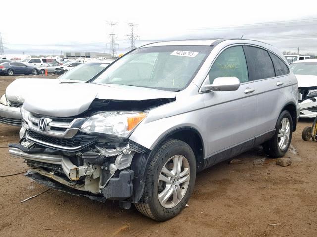 5J6RE4H78AL064492 - 2010 HONDA CR-V EXL SILVER photo 2