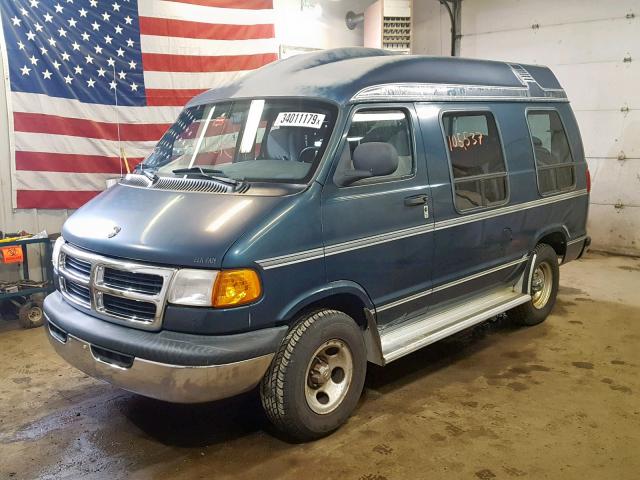 2B6HB11X1WK163251 - 1998 DODGE RAM VAN B1 BLUE photo 2