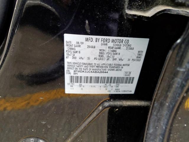 2FMDK3JC5ABA26644 - 2010 FORD EDGE SEL  photo 10