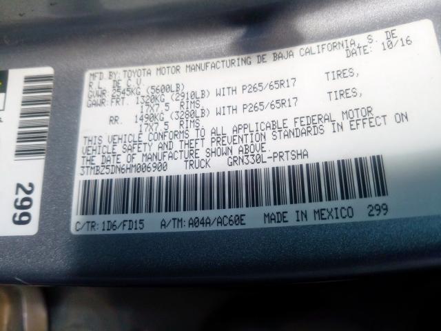 3TMBZ5DN6HM006900 - 2017 TOYOTA TACOMA DOUBLE CAB  照片 10