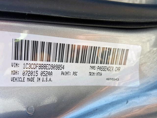 1C3CDFBB8ED909854 - 2014 DODGE DART SXT GRAY photo 10