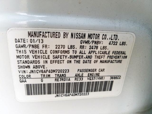 JN1CV6AP4DM720223 - 2013 INFINITI G37 BASE  photo 10