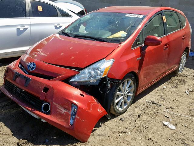 JTDZN3EU7E3322761 - 2014 TOYOTA PRIUS V RED photo 2