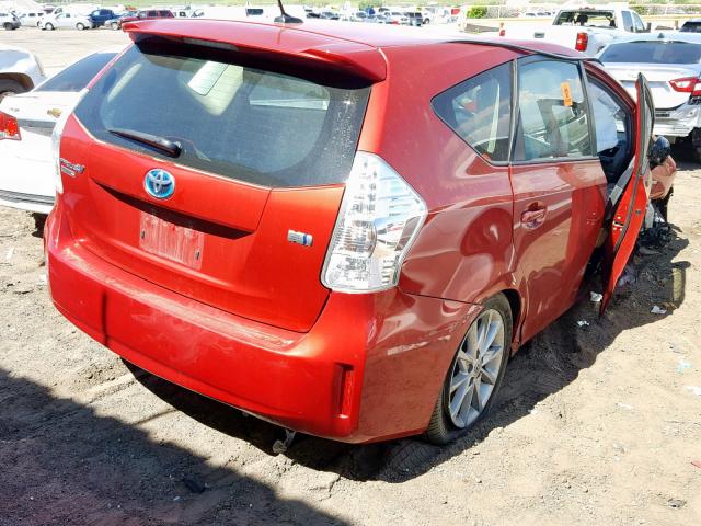 JTDZN3EU7E3322761 - 2014 TOYOTA PRIUS V RED photo 4