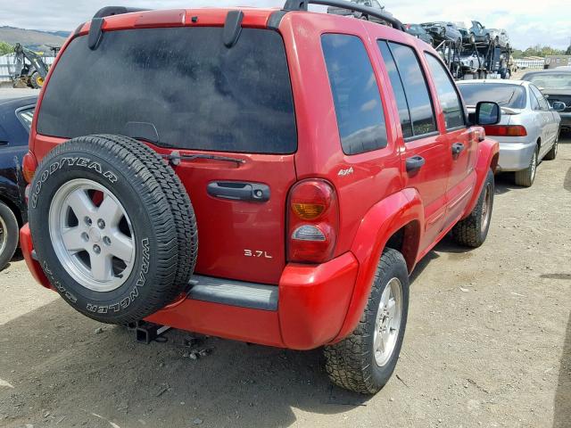 1J8GL58K32W227457 - 2002 JEEP LIBERTY LI RED photo 4