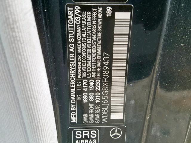 WDBLJ65G8XF089437 - 1999 MERCEDES-BENZ CLK 320 BLACK photo 10