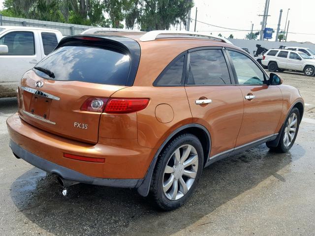 JNRAS08U84X106389 - 2004 INFINITI FX35 ORANGE photo 4