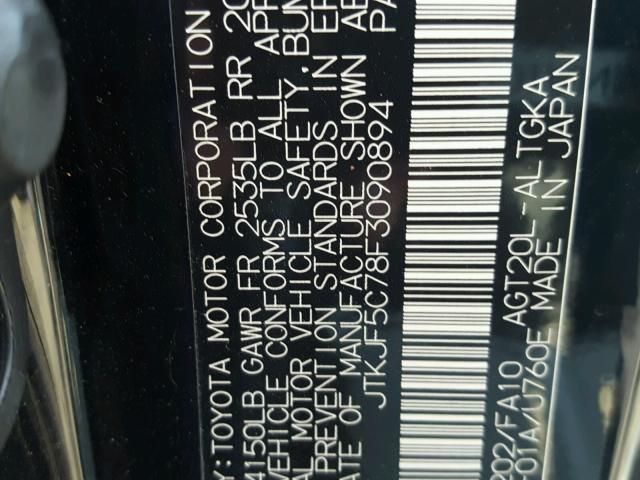 JTKJF5C78F3090894 - 2015 TOYOTA SCION TC 黑色 照片 10