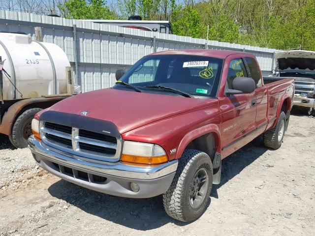 1B7GG22Y3XS103467 - 1999 DODGE DAKOTA BURGUNDY photo 2