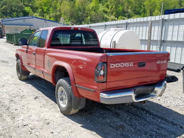 1B7GG22Y3XS103467 - 1999 DODGE DAKOTA BURGUNDY photo 3