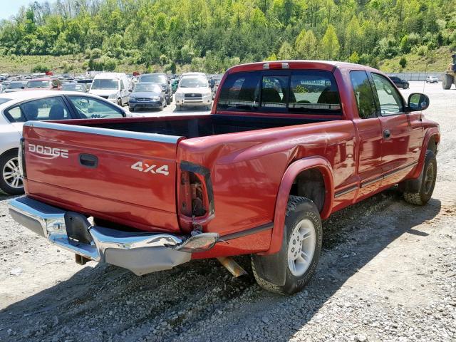 1B7GG22Y3XS103467 - 1999 DODGE DAKOTA BURGUNDY photo 4