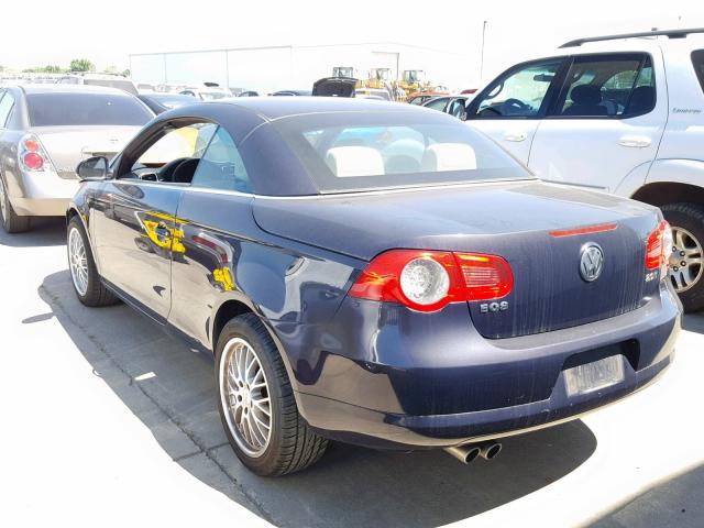 WVWFA71FX7V005531 - 2007 VOLKSWAGEN EOS 2.0T L BLUE photo 3