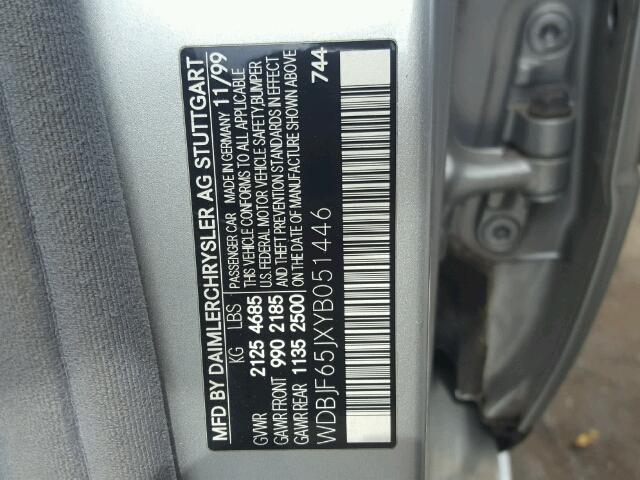 WDBJF65JXYB051446 - 2000 MERCEDES-BENZ E 320 SILVER photo 10