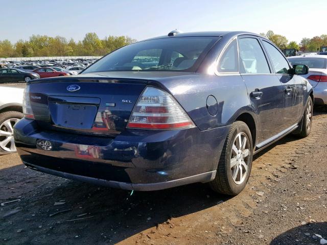 1FAHP24W18G182101 - 2008 FORD TAURUS SEL BLUE photo 4