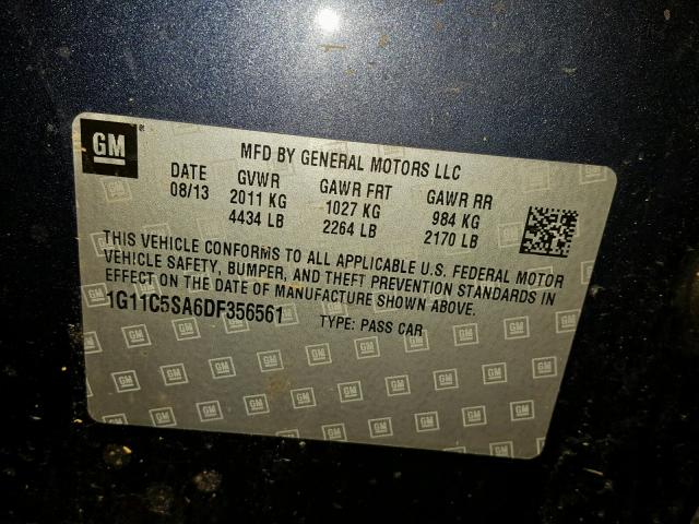 1G11C5SA6DF356561 - 2013 CHEVROLET MALIBU 1LT 蓝色 照片 10