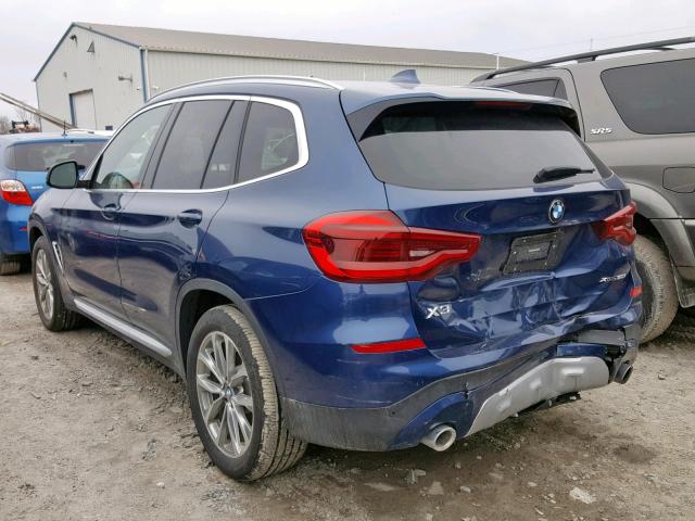 5UXTR9C50KLD93189 - 2019 BMW X3 XDRIVE3 BLUE photo 3