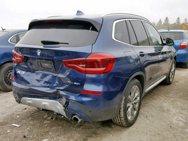 5UXTR9C50KLD93189 - 2019 BMW X3 XDRIVE3 BLUE photo 4