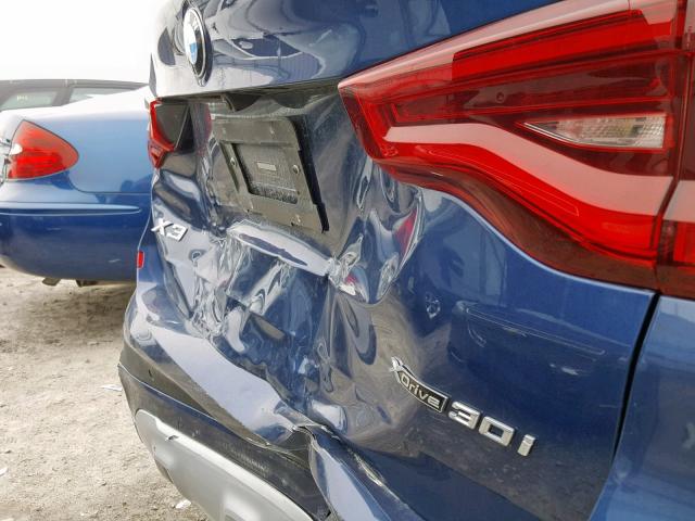 5UXTR9C50KLD93189 - 2019 BMW X3 XDRIVE3 BLUE photo 9