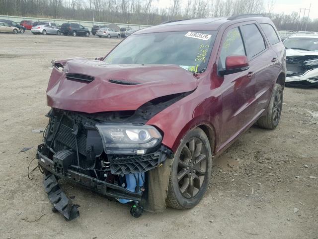 1C4RDJDGXJC150626 - 2018 DODGE DURANGO GT BURGUNDY photo 2